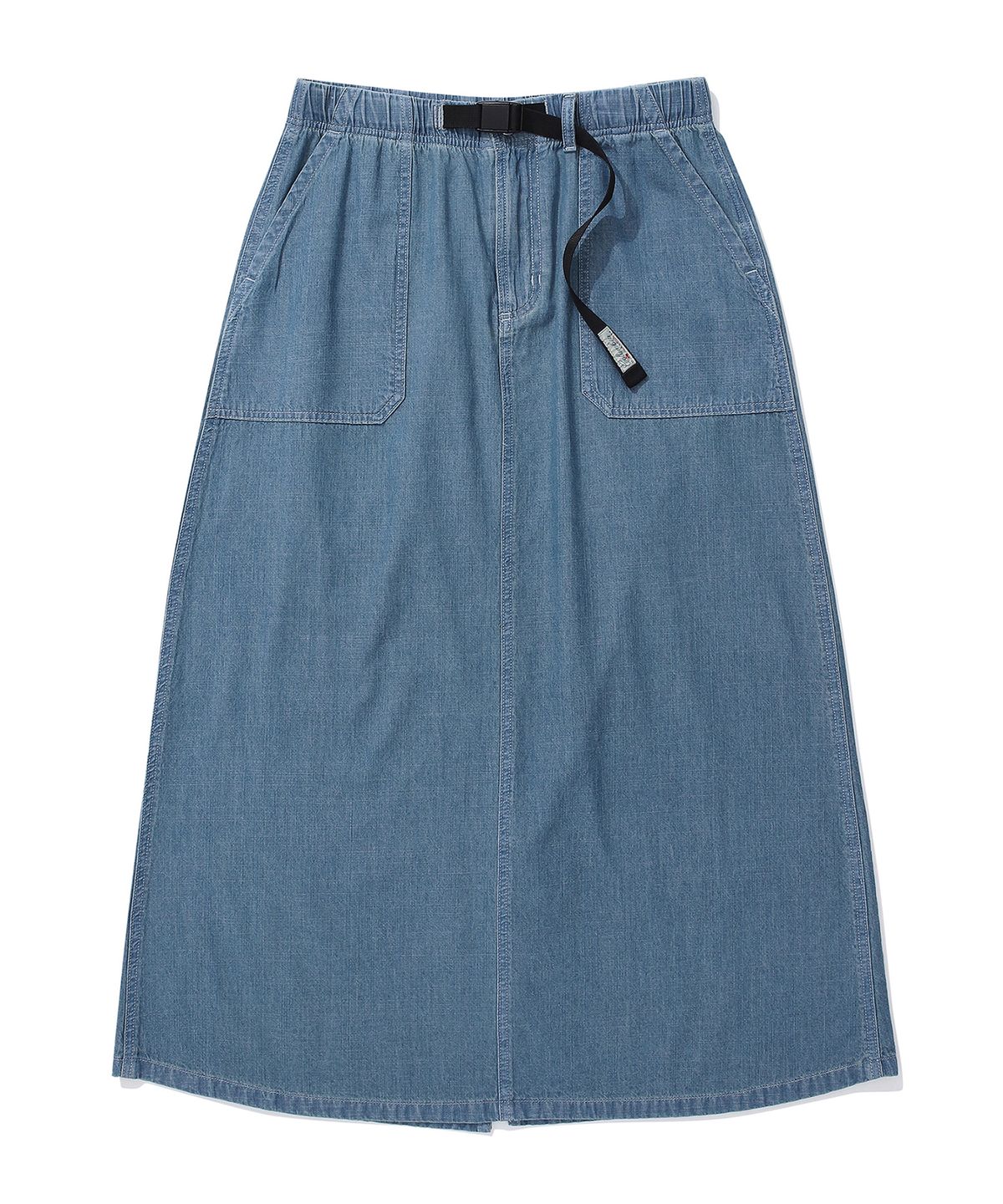 컬럼비아 유니버시티(COLUMBIA UNIVERSITY) SL-LABEL BELTED DENIM LONG SKIRTS 라이트데님
