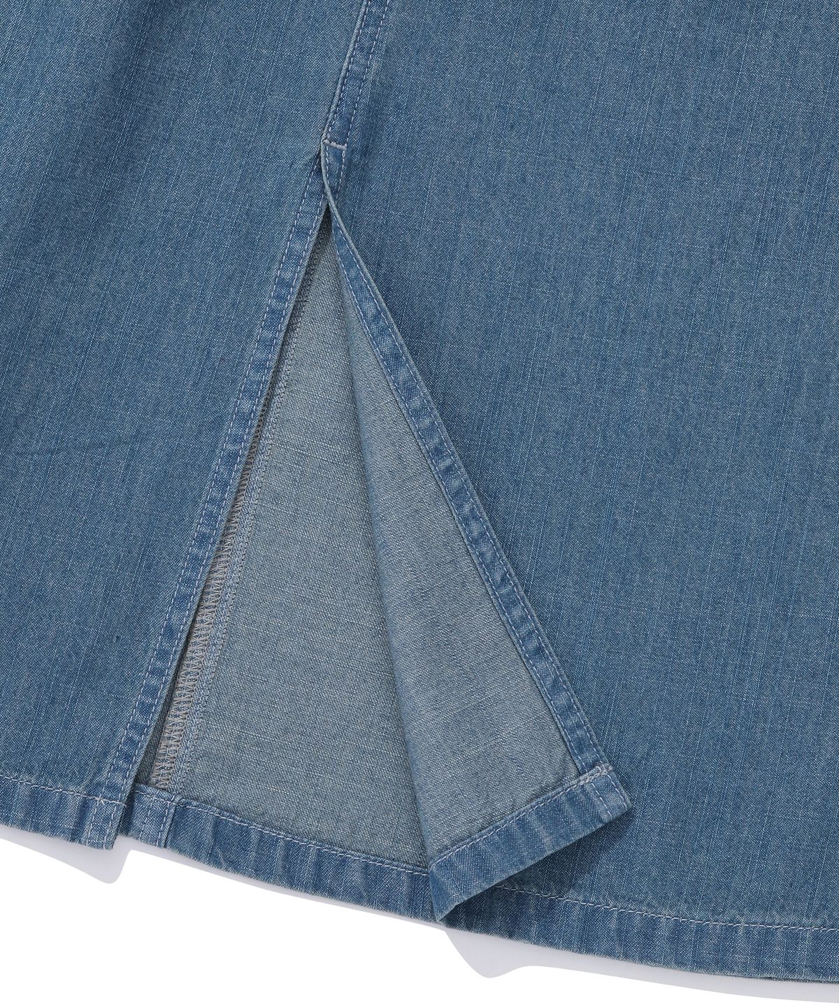 컬럼비아 유니버시티(COLUMBIA UNIVERSITY) SL-LABEL BELTED DENIM LONG SKIRTS 라이트데님