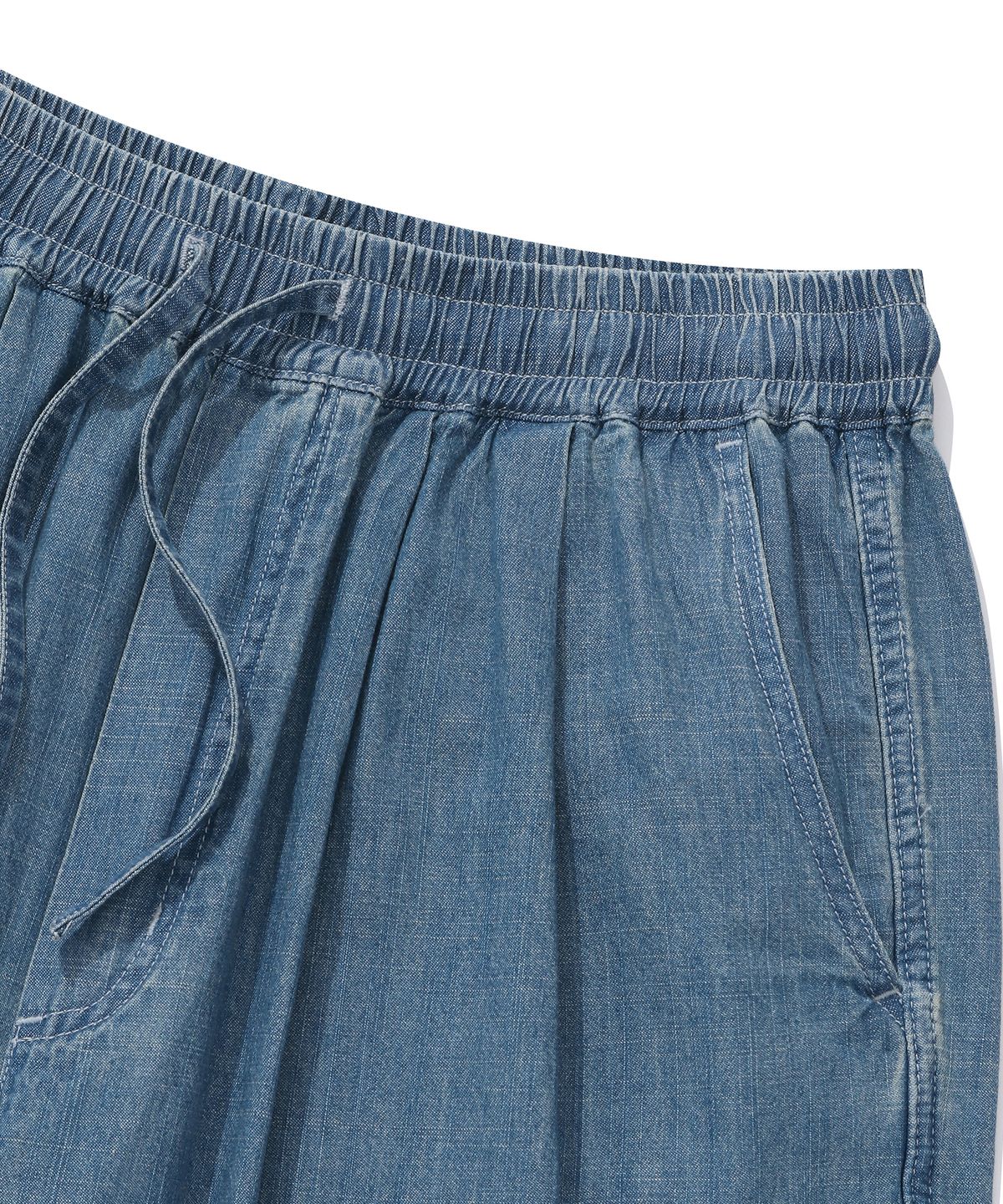 컬럼비아 유니버시티(COLUMBIA UNIVERSITY) SL-LABEL LOOSE-FIT DENIM PINTUCK PANTS 라이트데님