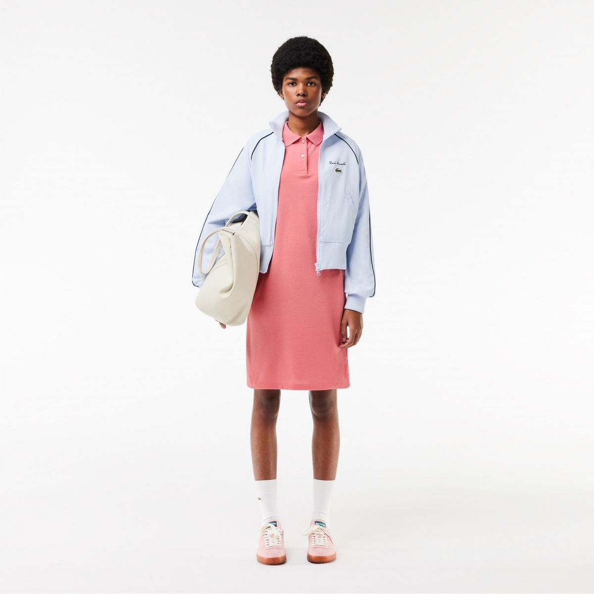 라코스테(LACOSTE) 여성 클래식 반팔 폴로 원피스 [살몬핑크]