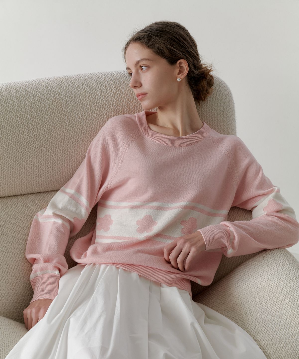 엽페(YUPPE) FLOWER COLOR KNIT_PINK