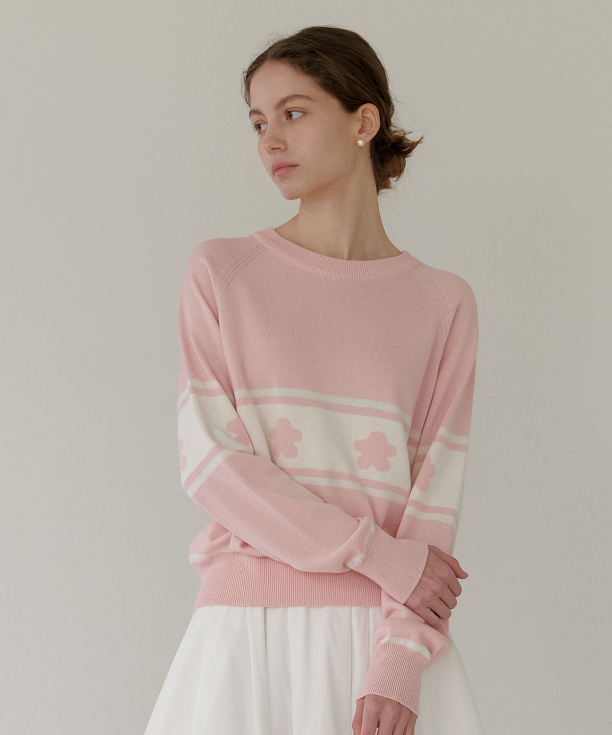 엽페(YUPPE) FLOWER COLOR KNIT_PINK