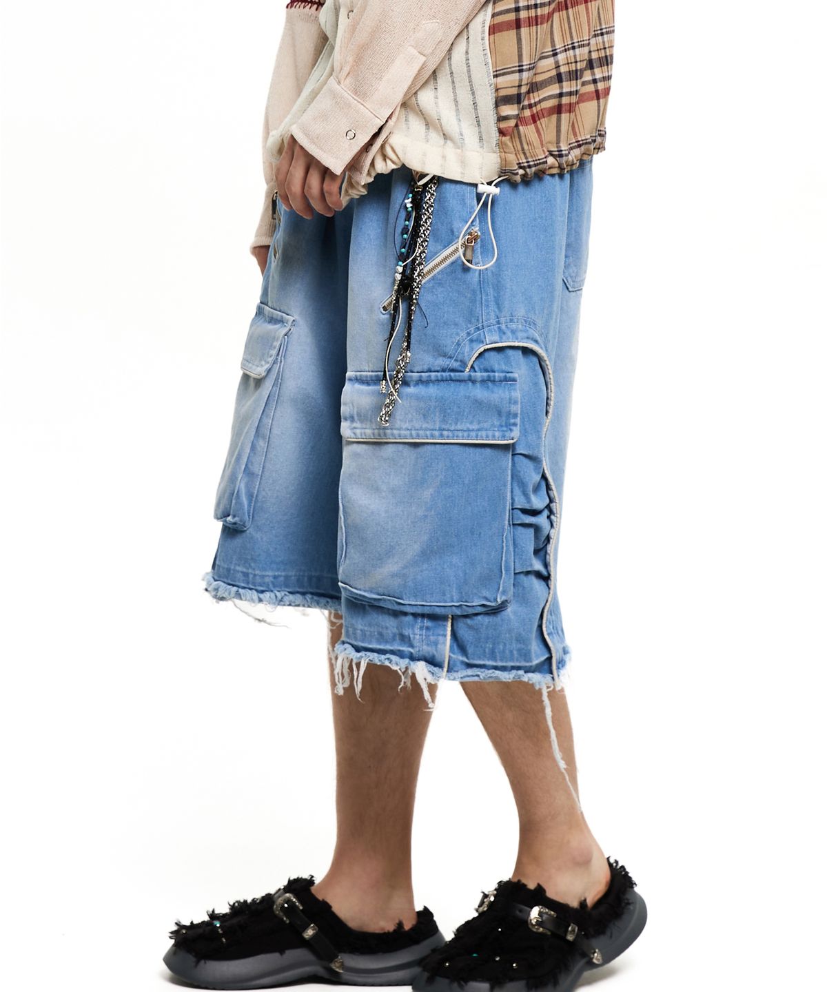 알에스에스씨(RSSC) WASHING CARGO DENIM BERMUDA PANTS - LIGHT DENIM