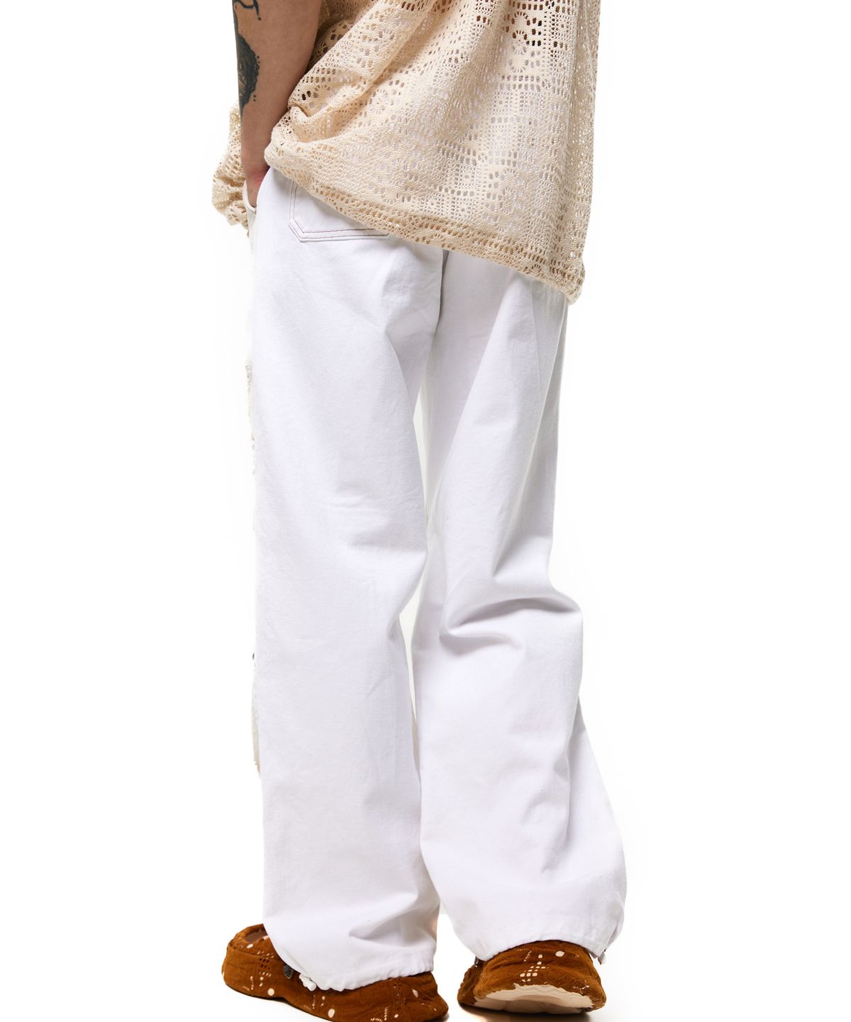 알에스에스씨(RSSC) LAYERD DESTROYED DENIM PANTS - IVORY/WHITE