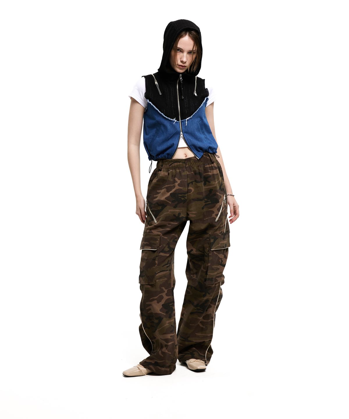 알에스에스씨(RSSC) WRINKLE MIXED CAMO CARGO PANTS - BROWN CAMO