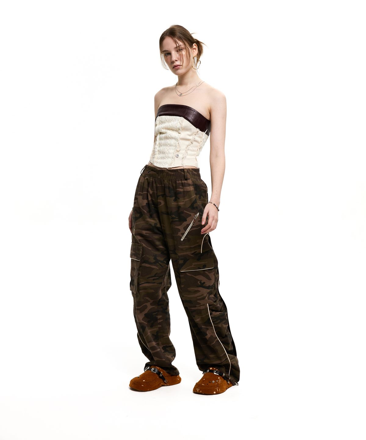 알에스에스씨(RSSC) WRINKLE MIXED CAMO CARGO PANTS - BROWN CAMO