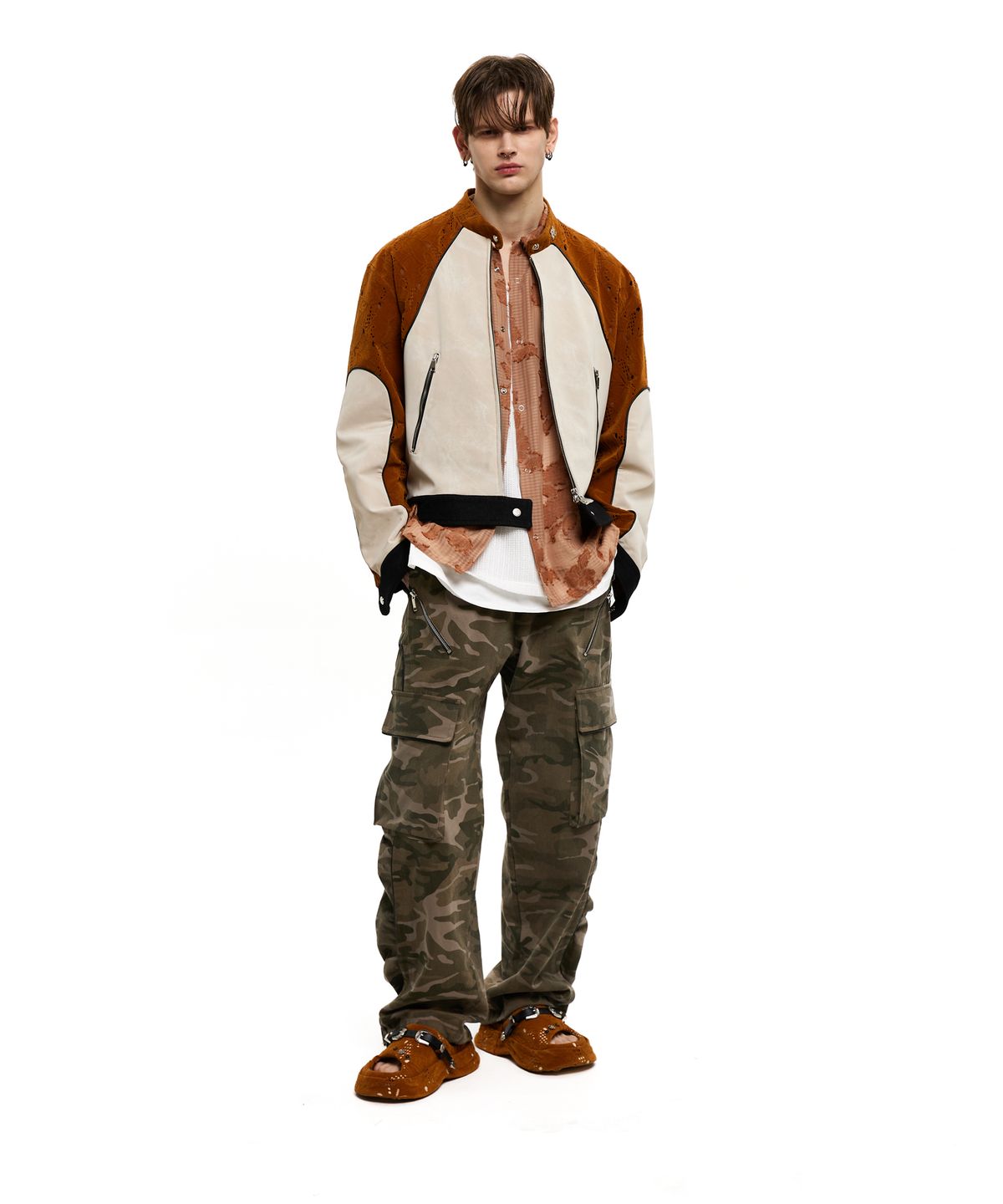 알에스에스씨(RSSC) WRINKLE MIXED CAMO CARGO PANTS - KHAKI CAMO