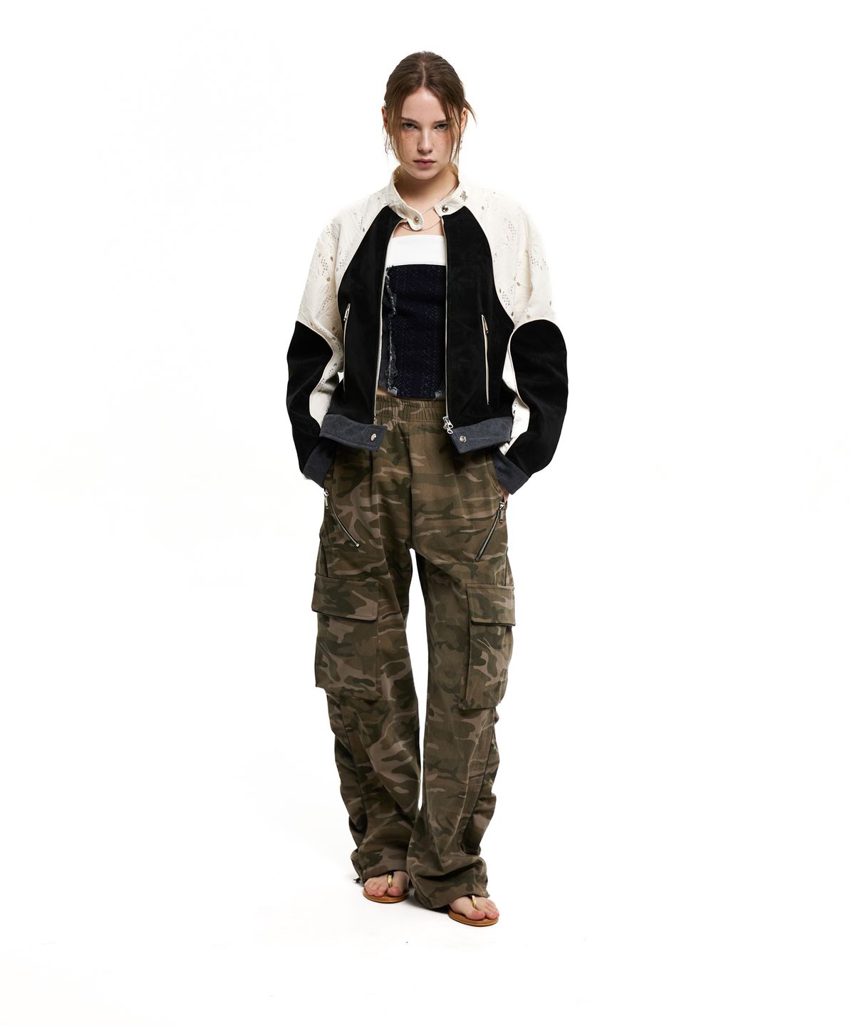 알에스에스씨(RSSC) WRINKLE MIXED CAMO CARGO PANTS - KHAKI CAMO