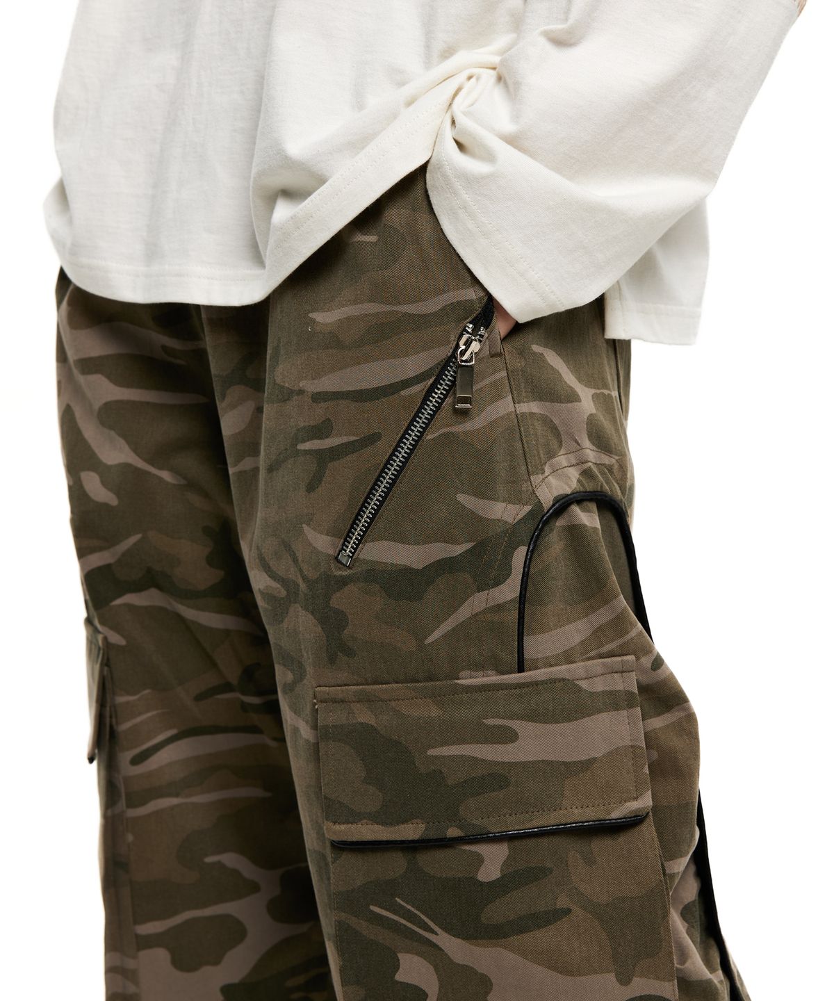 알에스에스씨(RSSC) WRINKLE MIXED CAMO CARGO PANTS - KHAKI CAMO
