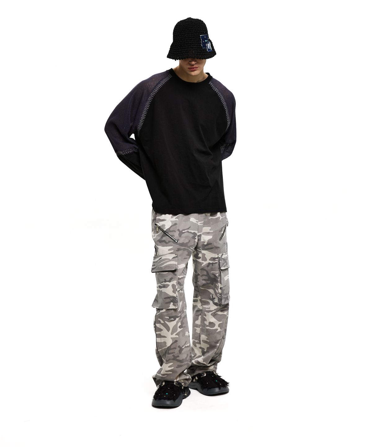 알에스에스씨(RSSC) WRINKLE MIXED CAMO CARGO PANTS - WHITE CAMO