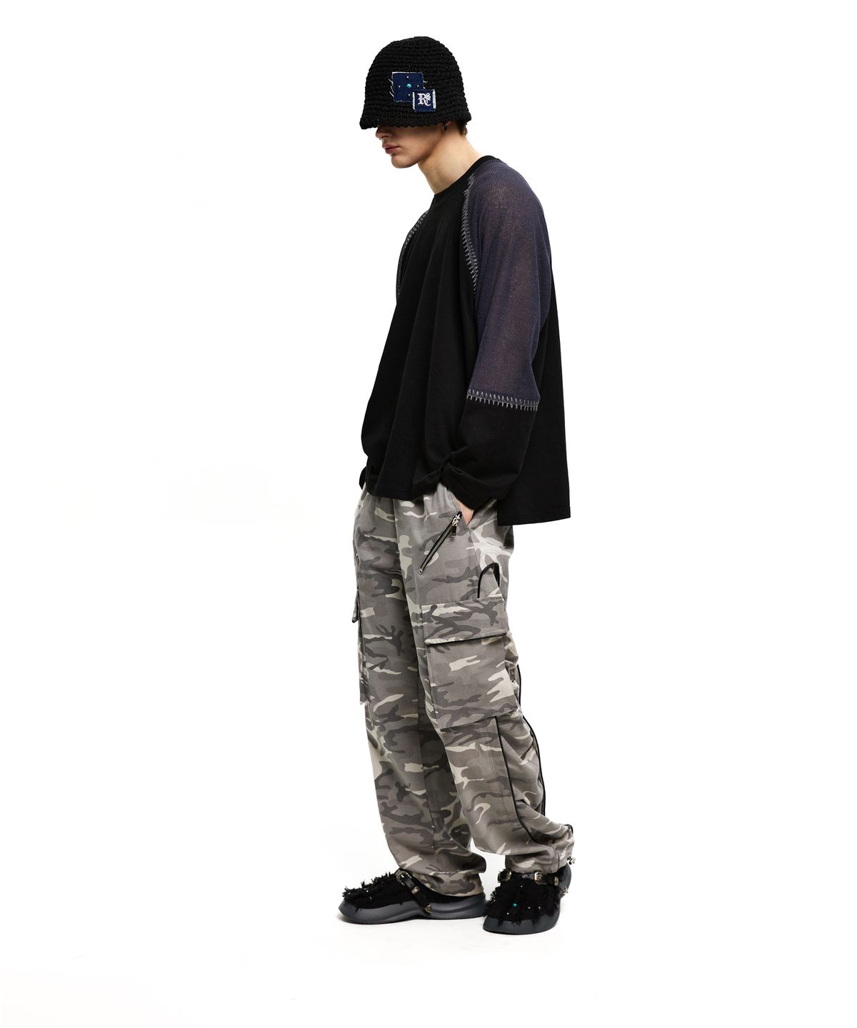 알에스에스씨(RSSC) WRINKLE MIXED CAMO CARGO PANTS - WHITE CAMO