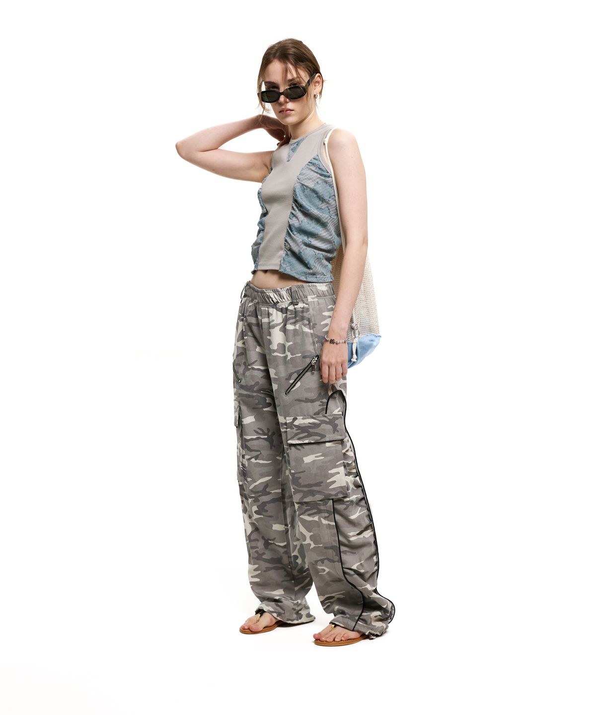 알에스에스씨(RSSC) WRINKLE MIXED CAMO CARGO PANTS - WHITE CAMO
