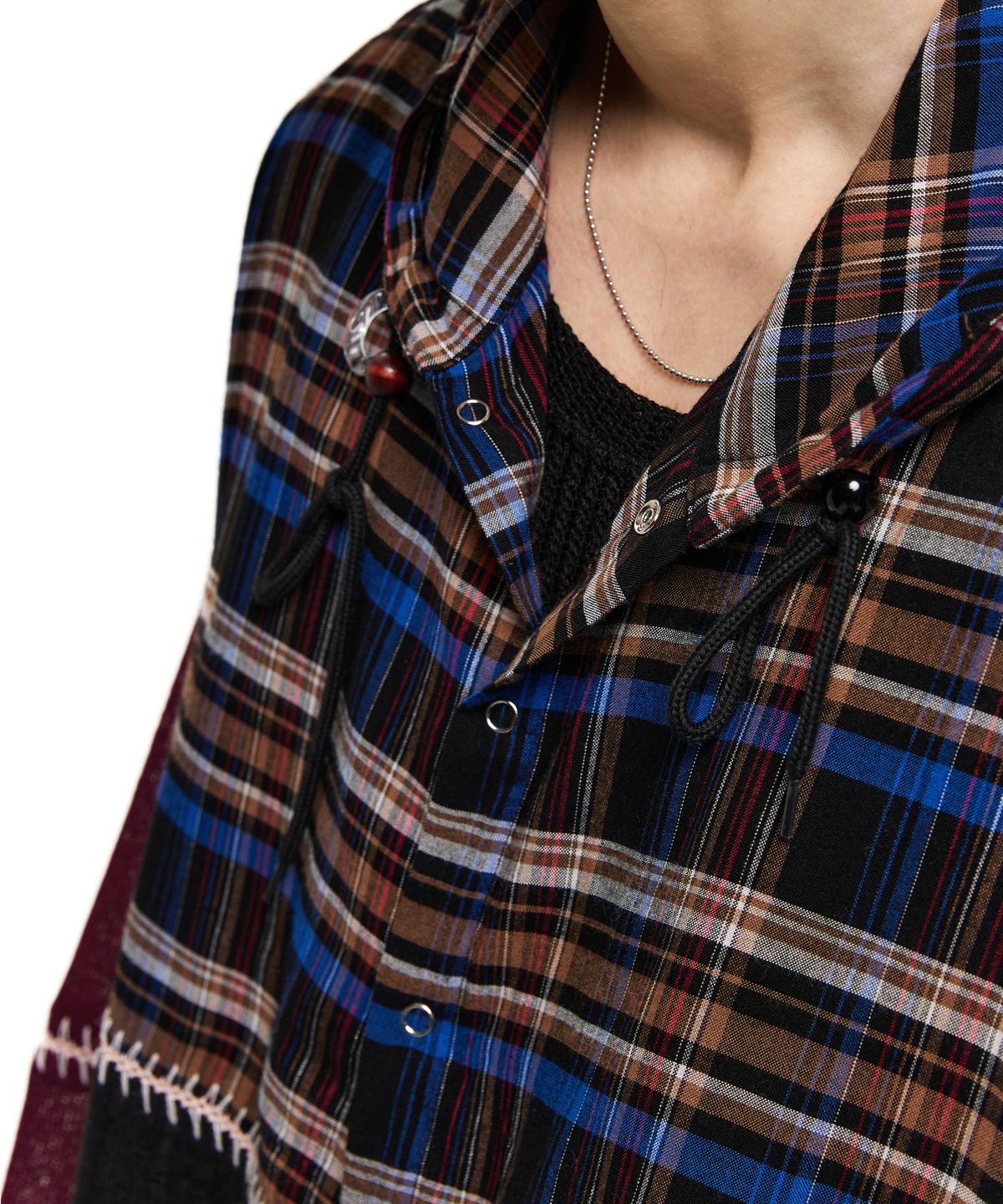 알에스에스씨(RSSC) KNIT MIXED CHECK HOOD - BLACK