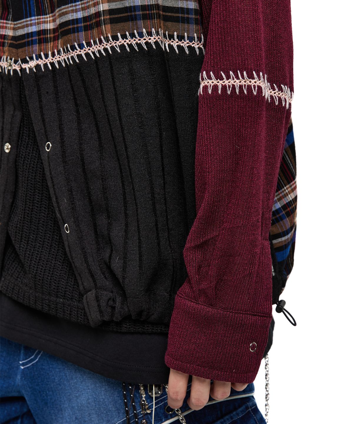 알에스에스씨(RSSC) KNIT MIXED CHECK HOOD - BLACK