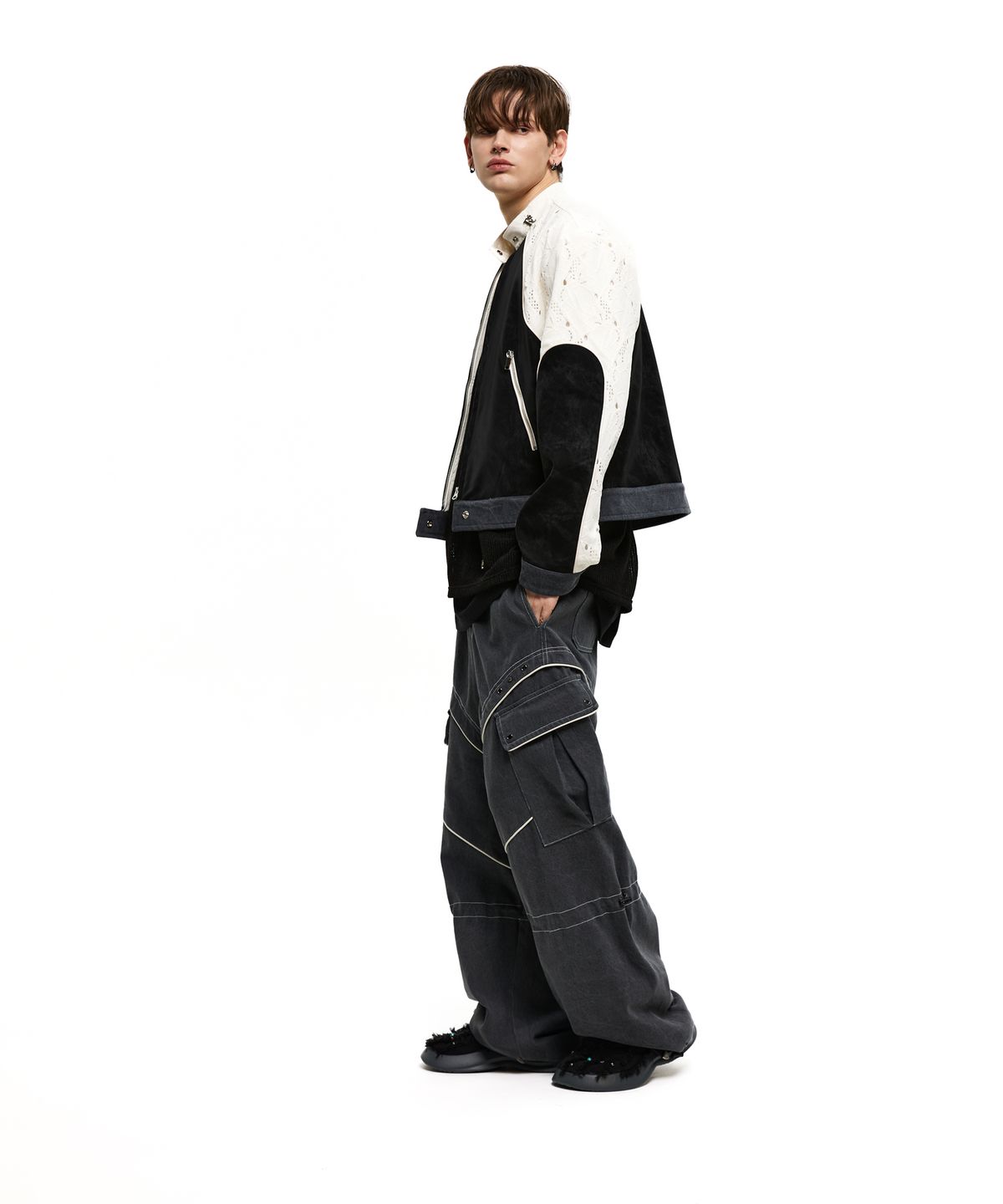 알에스에스씨(RSSC) KNEE STRING CARGO DENIM PANTS - GRAY