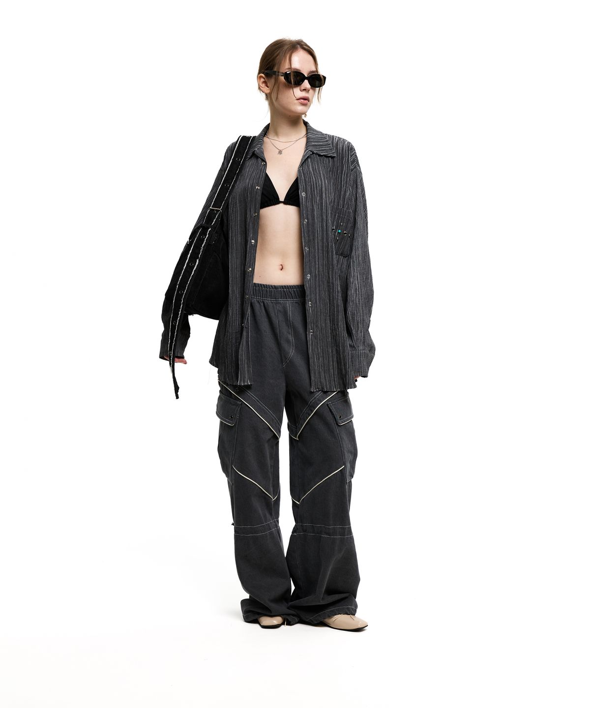 알에스에스씨(RSSC) KNEE STRING CARGO DENIM PANTS - GRAY