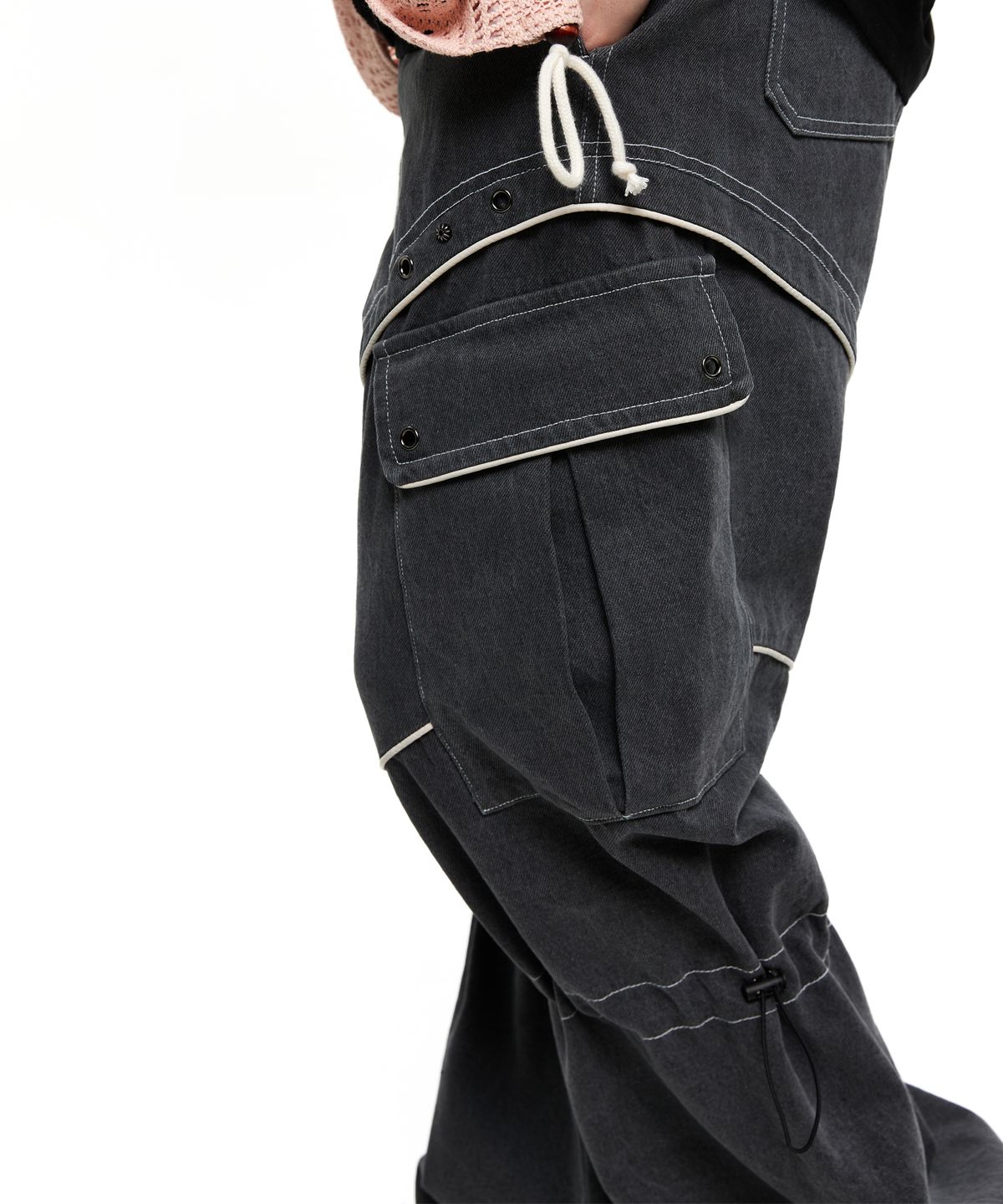 알에스에스씨(RSSC) KNEE STRING CARGO DENIM PANTS - GRAY