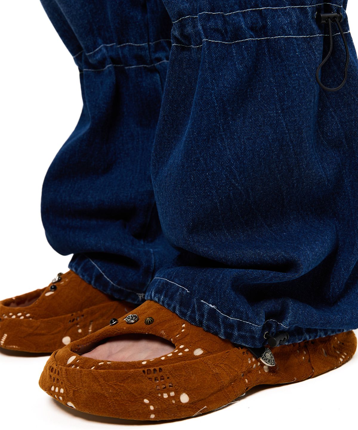 알에스에스씨(RSSC) KNEE STRING CARGO DENIM PANTS - DENIM