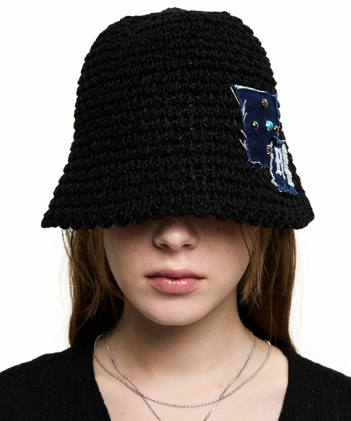 알에스에스씨(RSSC) RIVET PATCHED KNIT BUCKET HAT - BLACK