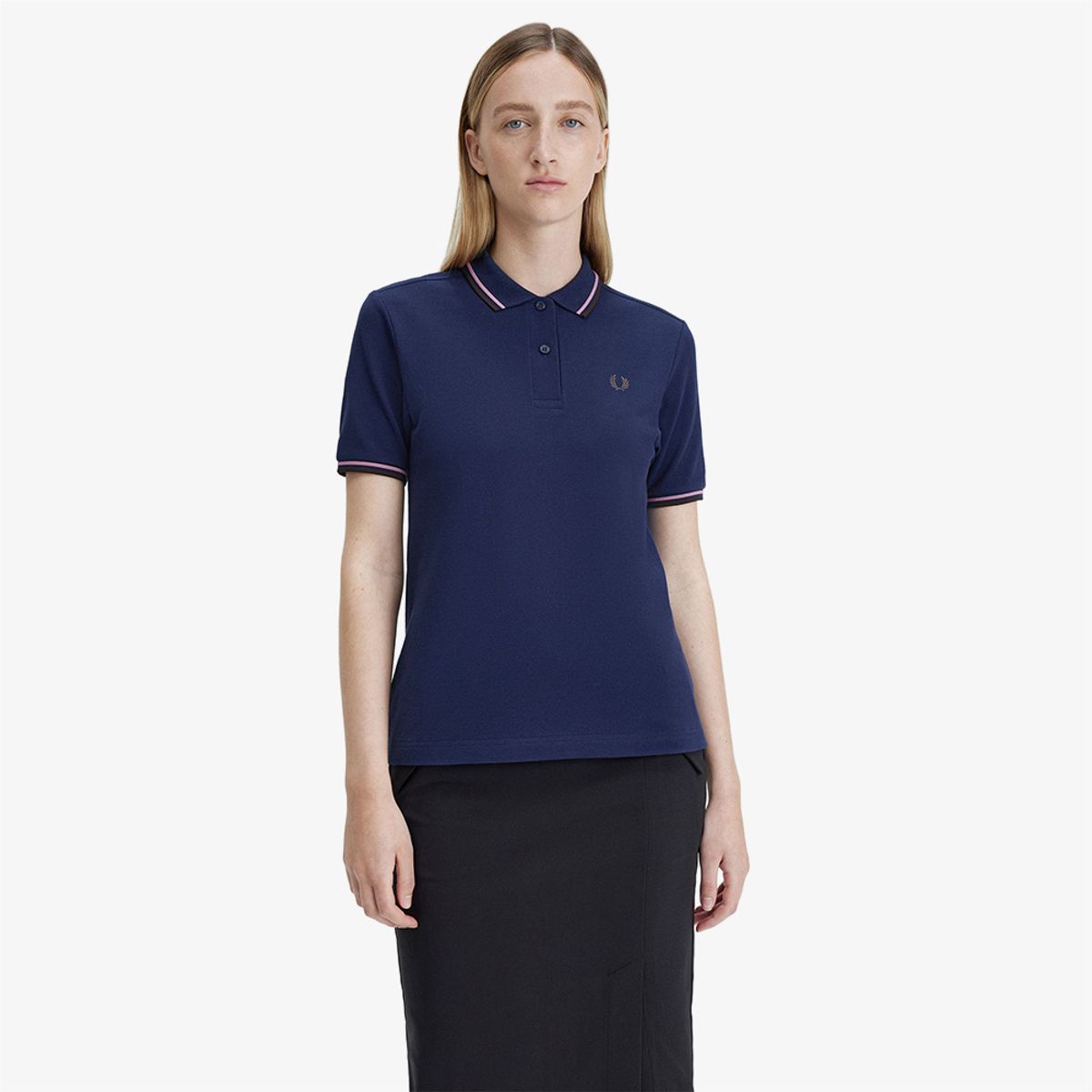 프레드페리(FRED PERRY) [G3600] 여성 트윈 팁 프레드페리 셔츠 - 프렌치네이비/더스티로즈핑크/캐링턴로드브릭 AFPF2413600-215