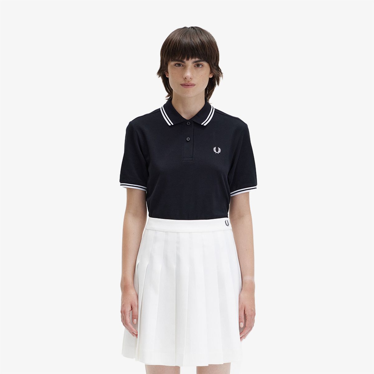 프레드페리(FRED PERRY) [G3600] 여성 트윈 팁 프레드페리 셔츠- 블랙/화이트 G3600-350