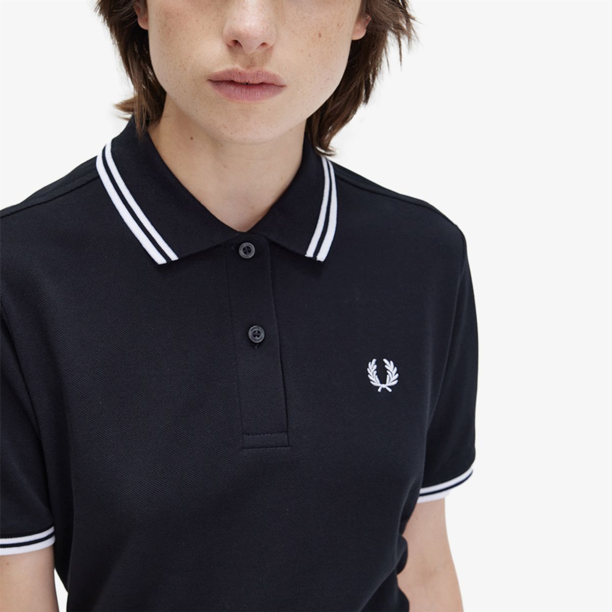프레드페리(FRED PERRY) [G3600] 여성 트윈 팁 프레드페리 셔츠- 블랙/화이트 G3600-350