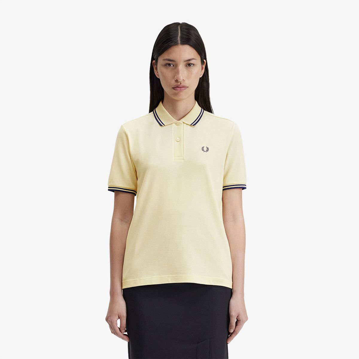 프레드페리(FRED PERRY) [G3600] 여성 트윈 팁 프레드페리 셔츠 - 아이스크림/프렌치네이비 AFPF2413600-U80