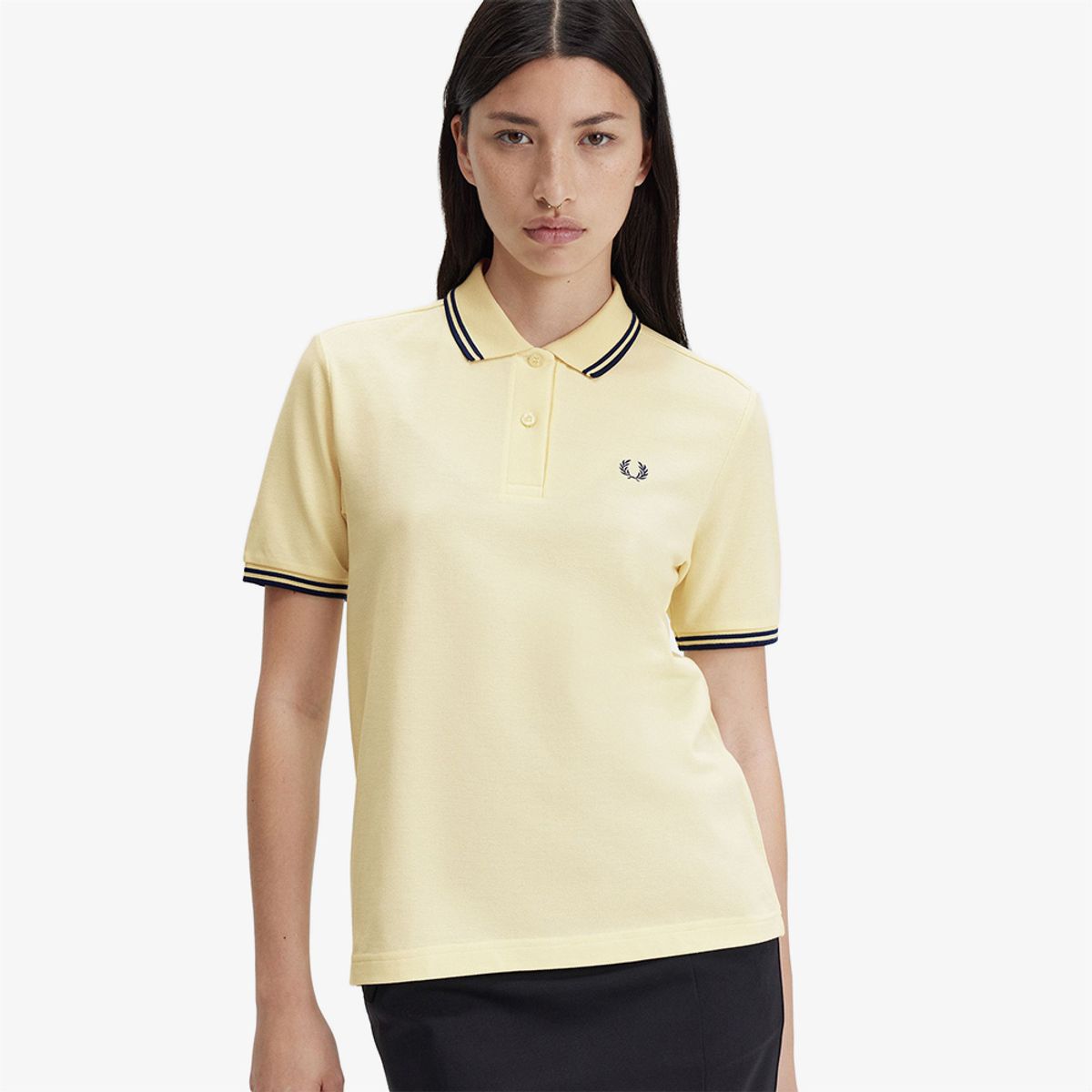 프레드페리(FRED PERRY) [G3600] 여성 트윈 팁 프레드페리 셔츠 - 아이스크림/프렌치네이비 AFPF2413600-U80