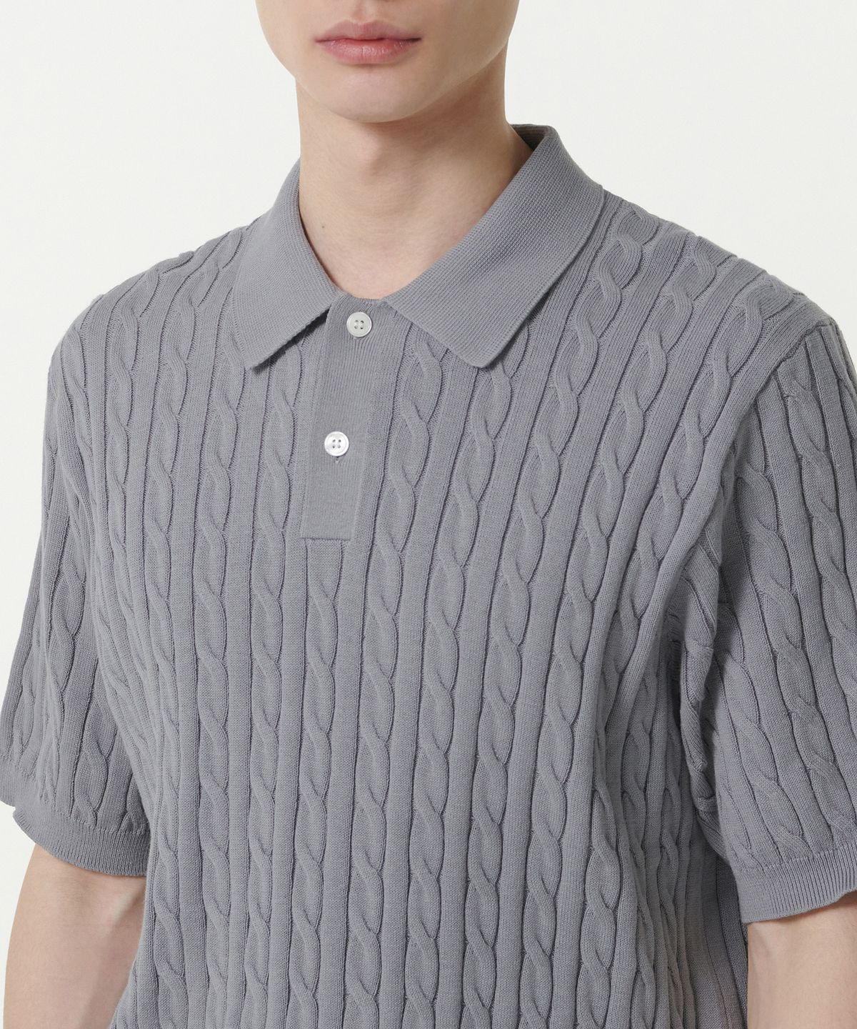 무신사 스탠다드(MUSINSA STANDARD) 케이블 니티드 폴로 셔츠 [그레이]