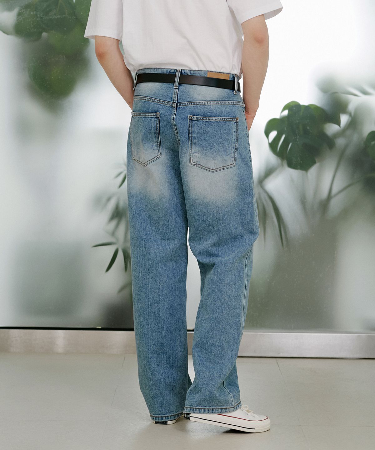 핀블랙(PINBLACK) (MEN) 내추럴 워시드 데님 팬츠 블루