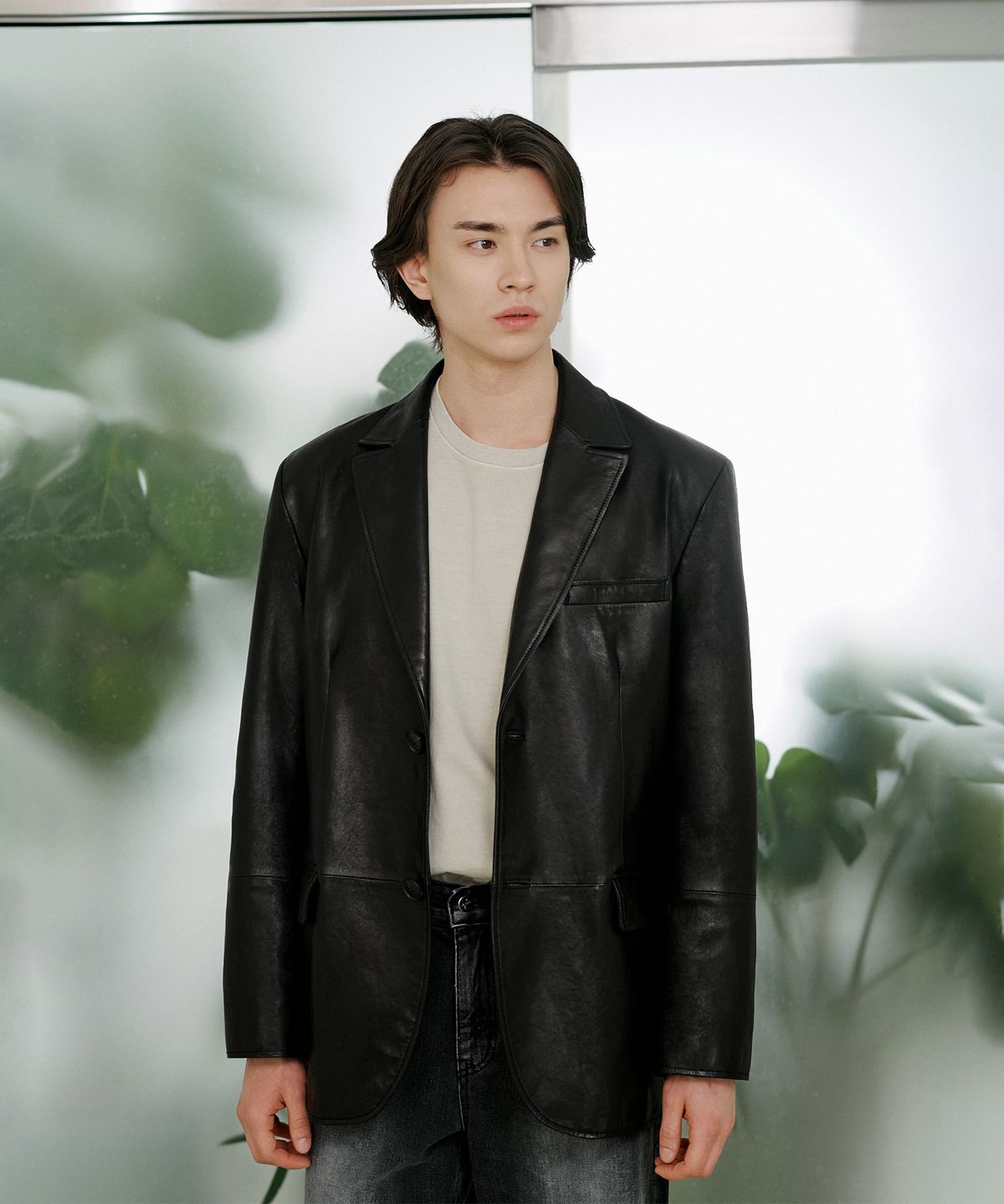 핀블랙(PINBLACK) (MEN) 클래식 싱글 브레스트 베지터블 자켓