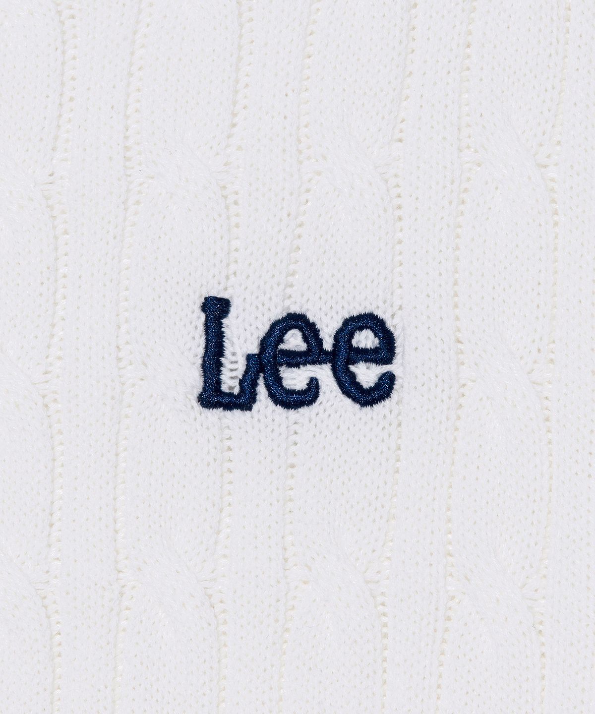 리(LEE) 라운드넥 케이블 반팔 니트 화이트