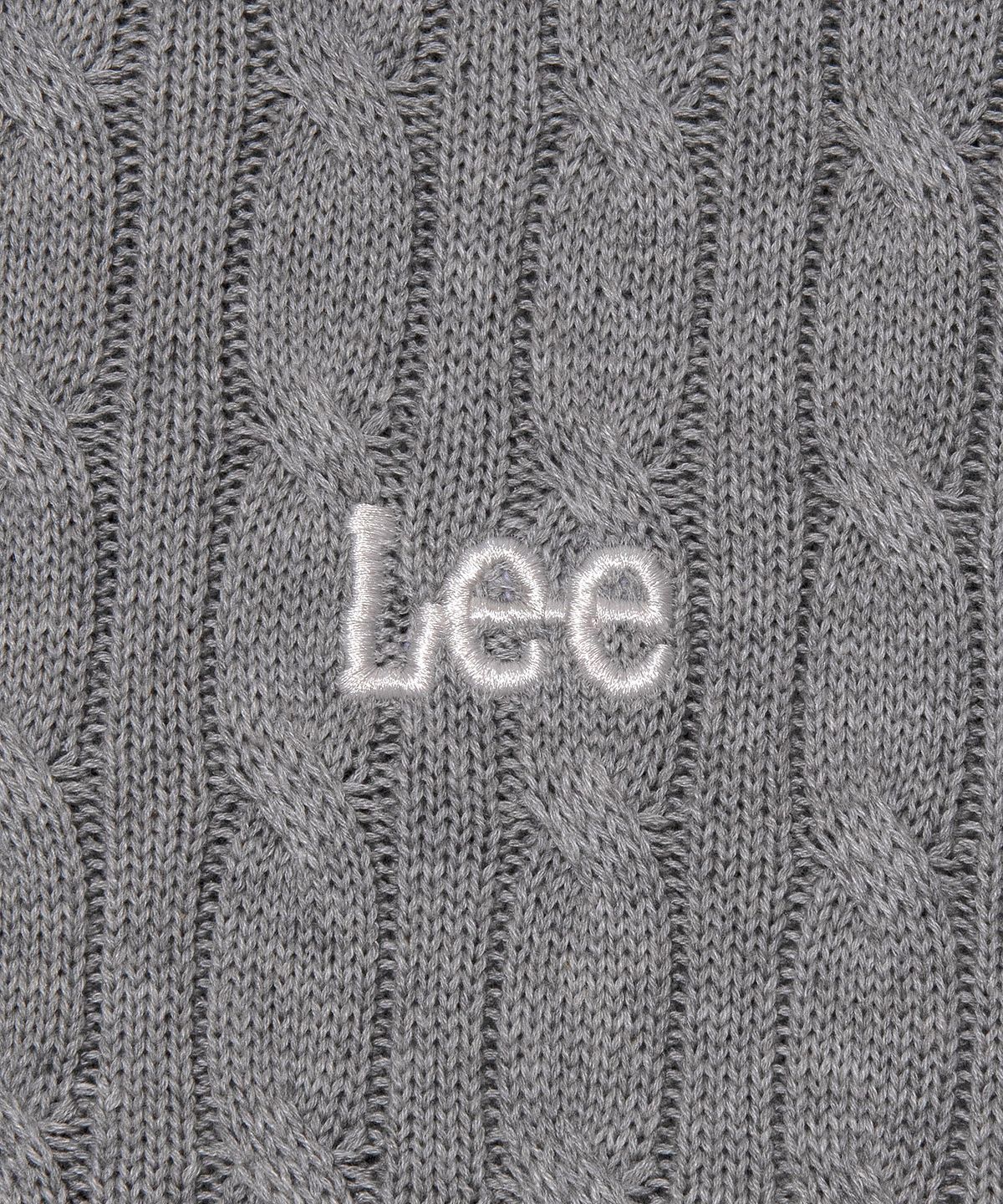 리(LEE) 라운드넥 케이블 반팔 니트 그레이