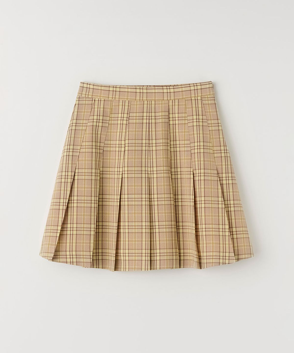 셀리테일즈(CELITAILS) CHECK PLEATED MINI SKIRT_YELLOW