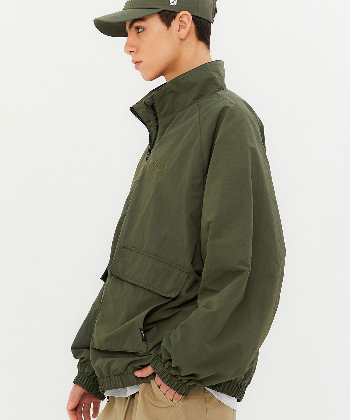 쿨트(KULTE) SCRIPT EMBROIDERY BLOUSON JACKET KHAKI