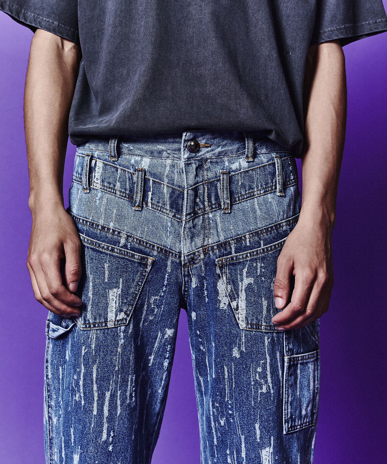MUSINSA | ANDERSSON BELL Layered wide leg jeans apa690m (BLUE)