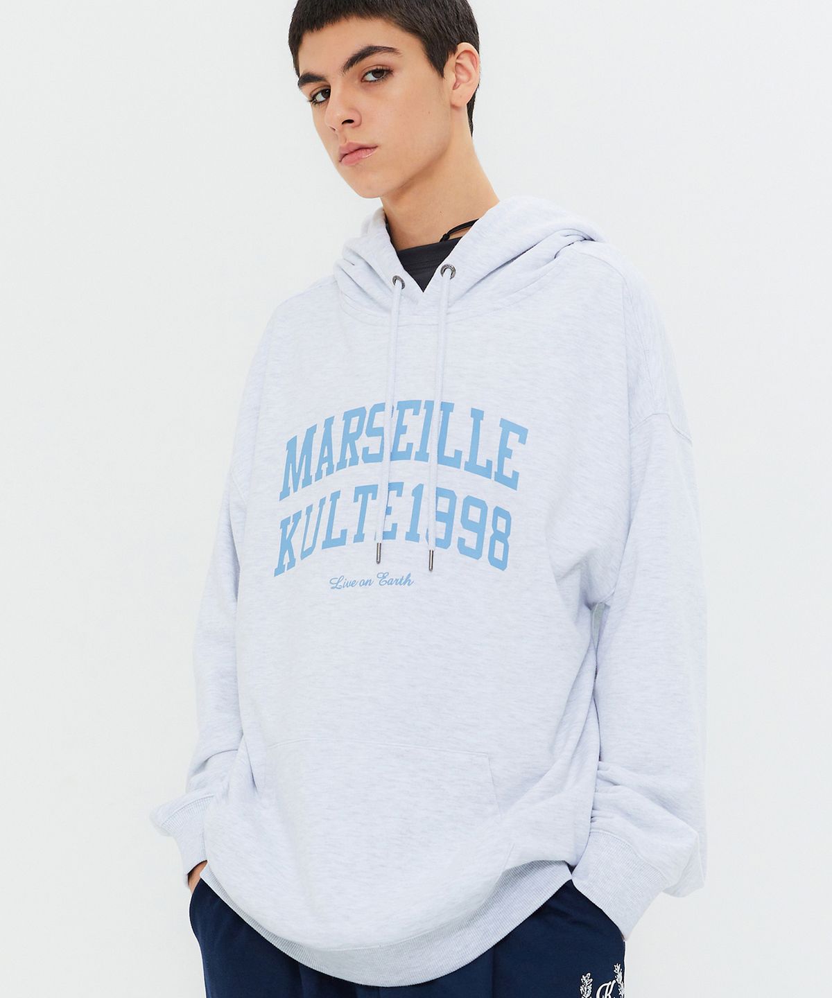 쿨트(KULTE) DOUBLE ARCH HOODY L.MELAGE