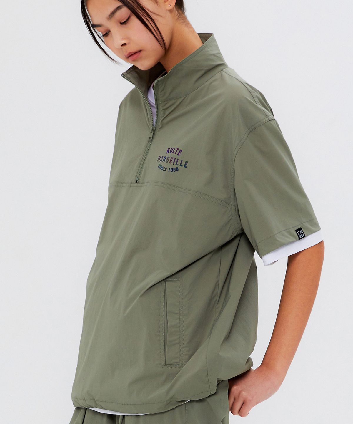 쿨트(KULTE) CIRCLE ARCH HALF ZIP ANORAK KHAKI