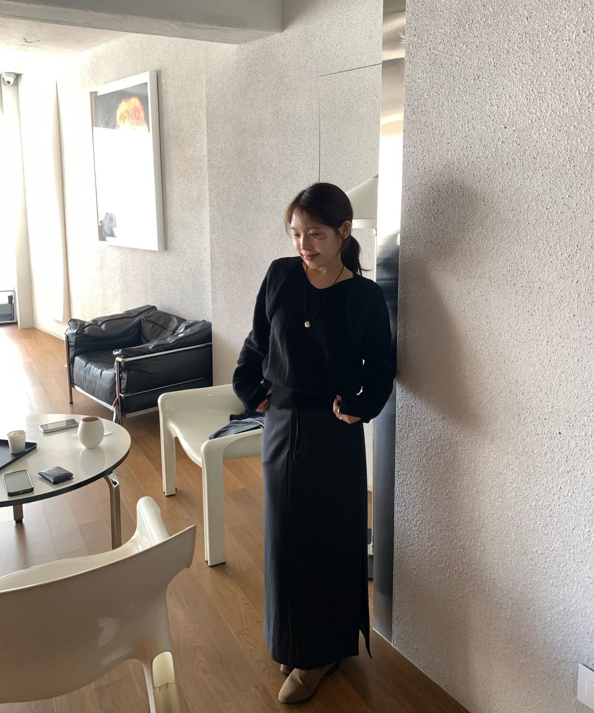아위(AHWE) Layered Sweater_BLACK