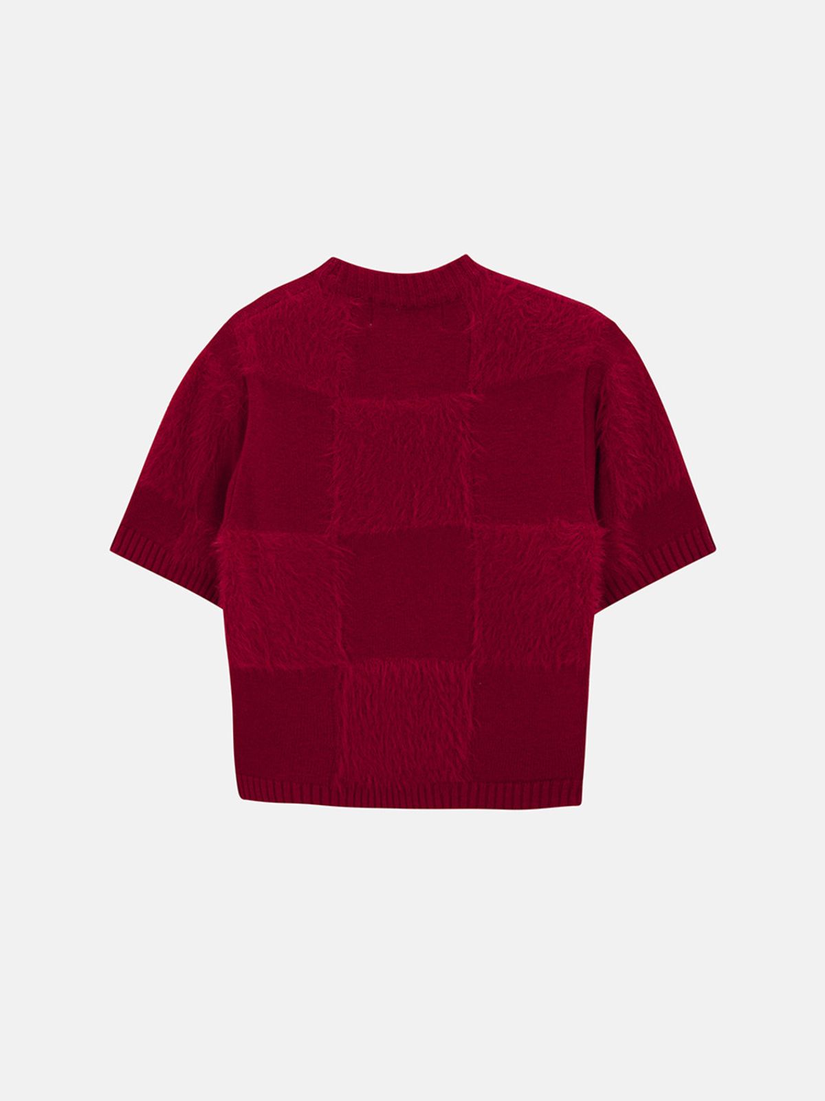 민더리(MEENDERI) SOFT CHECKERBOARD KNIT TOP - RED