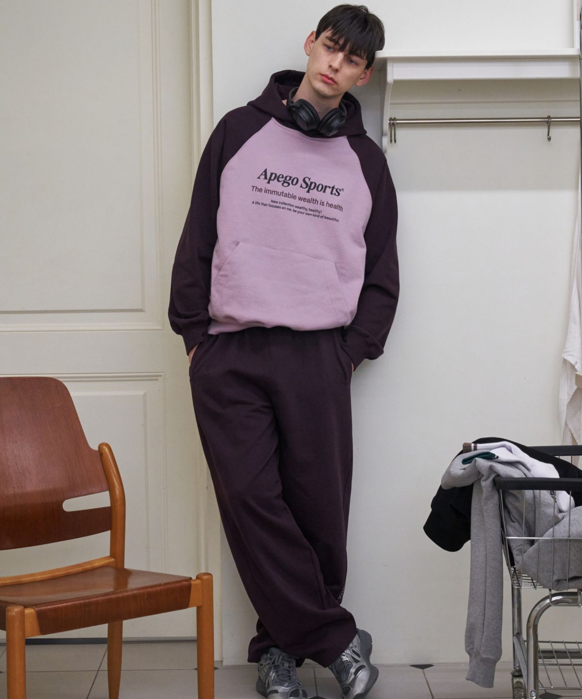 아페고 스포츠(APEGO SPORTS) Semi Balloon Sweat Pants Dark Burgundy