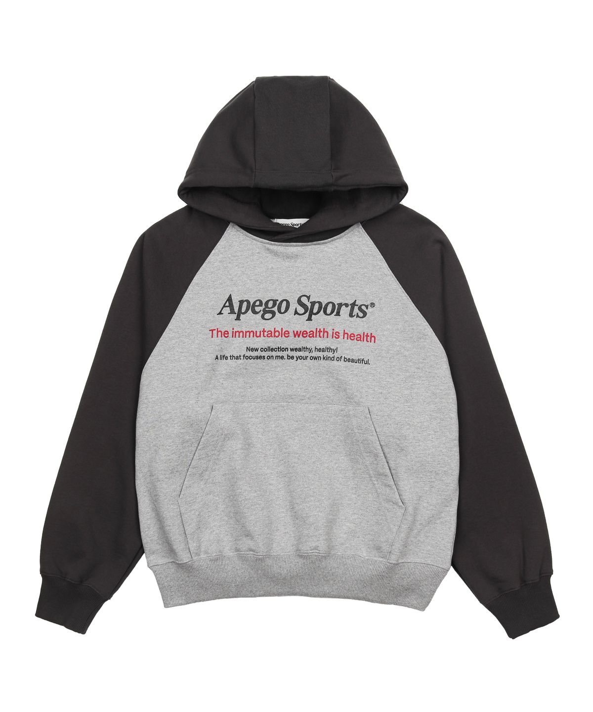 아페고 스포츠(APEGO SPORTS) Raglan Logo Hoodie Melange Grey