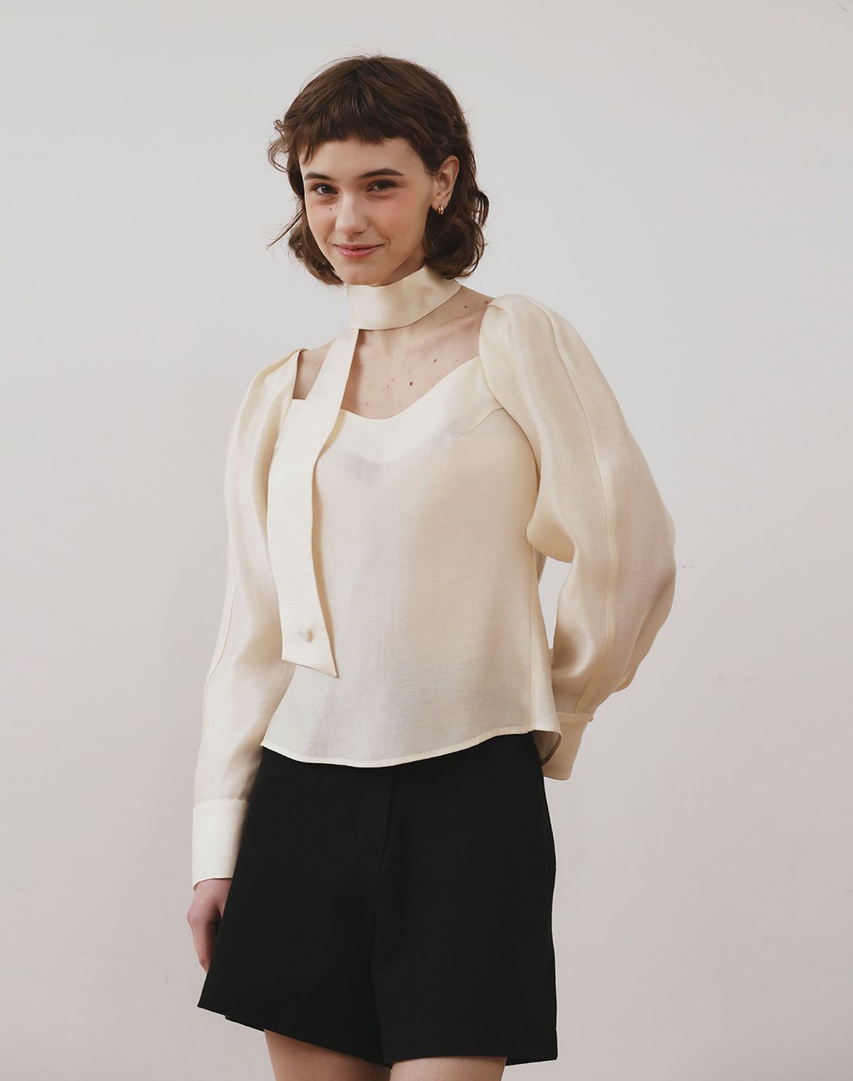 지에마르(GIEMAR) LOVE SCARF BLOUSE IVORY
