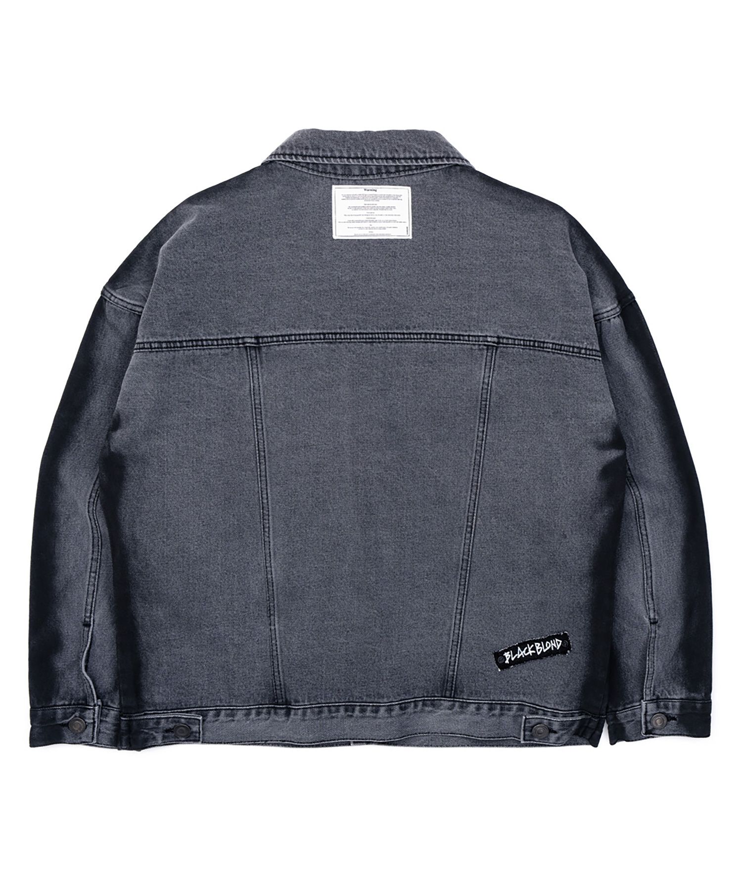 BLACKBLONDのVivid Overlap Logo Denim Jacket Unisex HL dark denim jacket – Go HighLevel Store