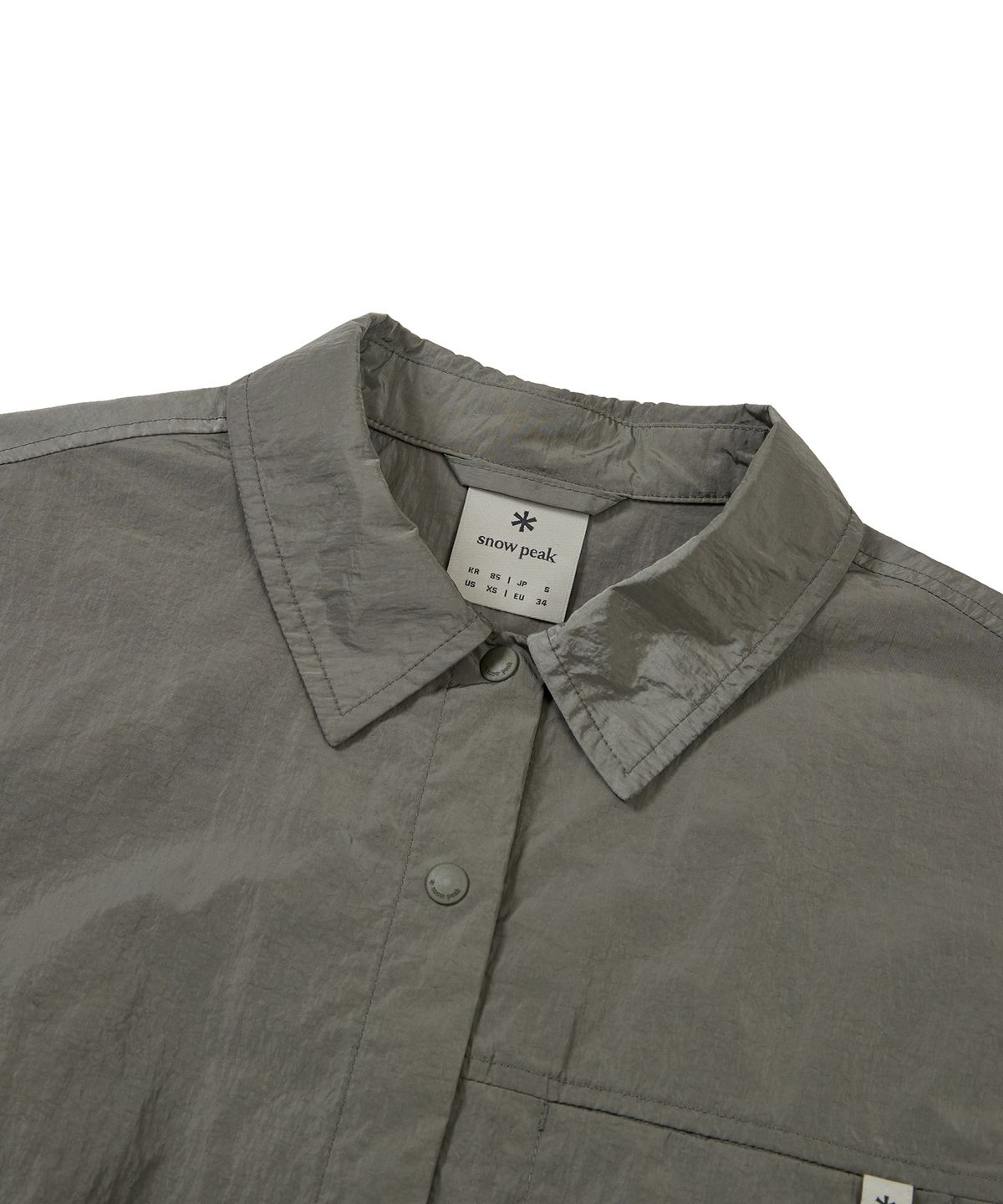 스노우피크 어패럴(SNOWPEAK APPAREL) 브라이트 여성 세미 크롭 반팔 셔츠 Olive (S24MWFSH75)