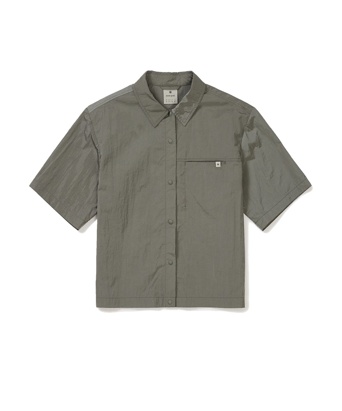 스노우피크 어패럴(SNOWPEAK APPAREL) 브라이트 여성 세미 크롭 반팔 셔츠 Olive (S24MWFSH75)