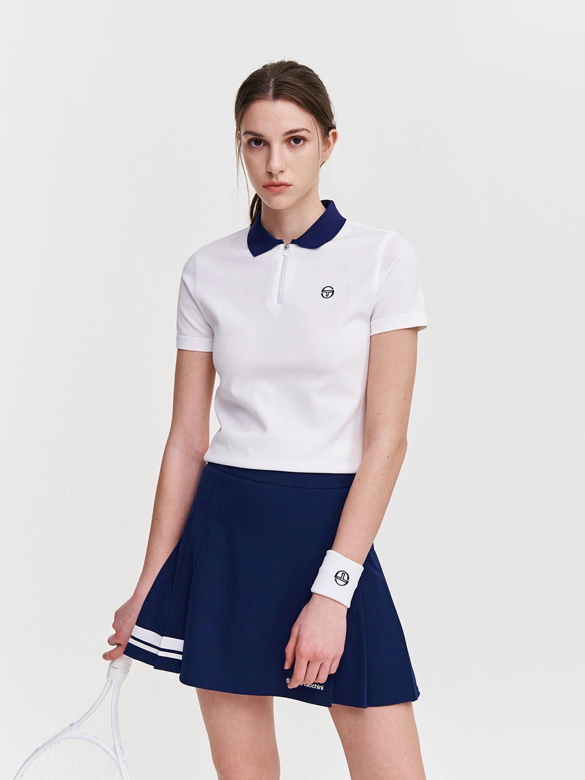 세르지오 타키니(SERGIO TACCHINI) W 에센셜 반팔 폴로 스웨터 (White)