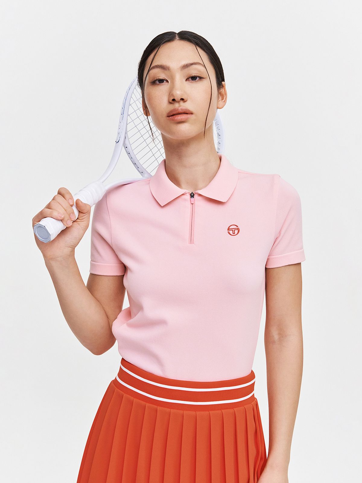 세르지오 타키니(SERGIO TACCHINI) W 에센셜 반팔 폴로 스웨터 (L.Pink)