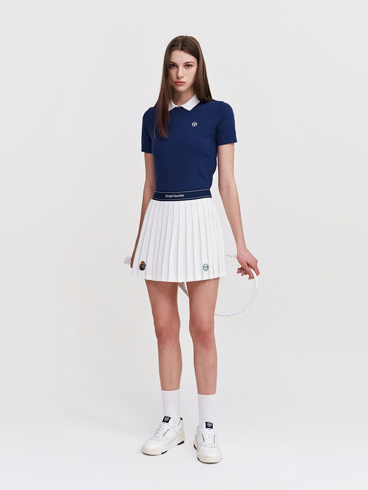 세르지오 타키니(SERGIO TACCHINI) W 에센셜 반팔 폴로 스웨터 (Navy)
