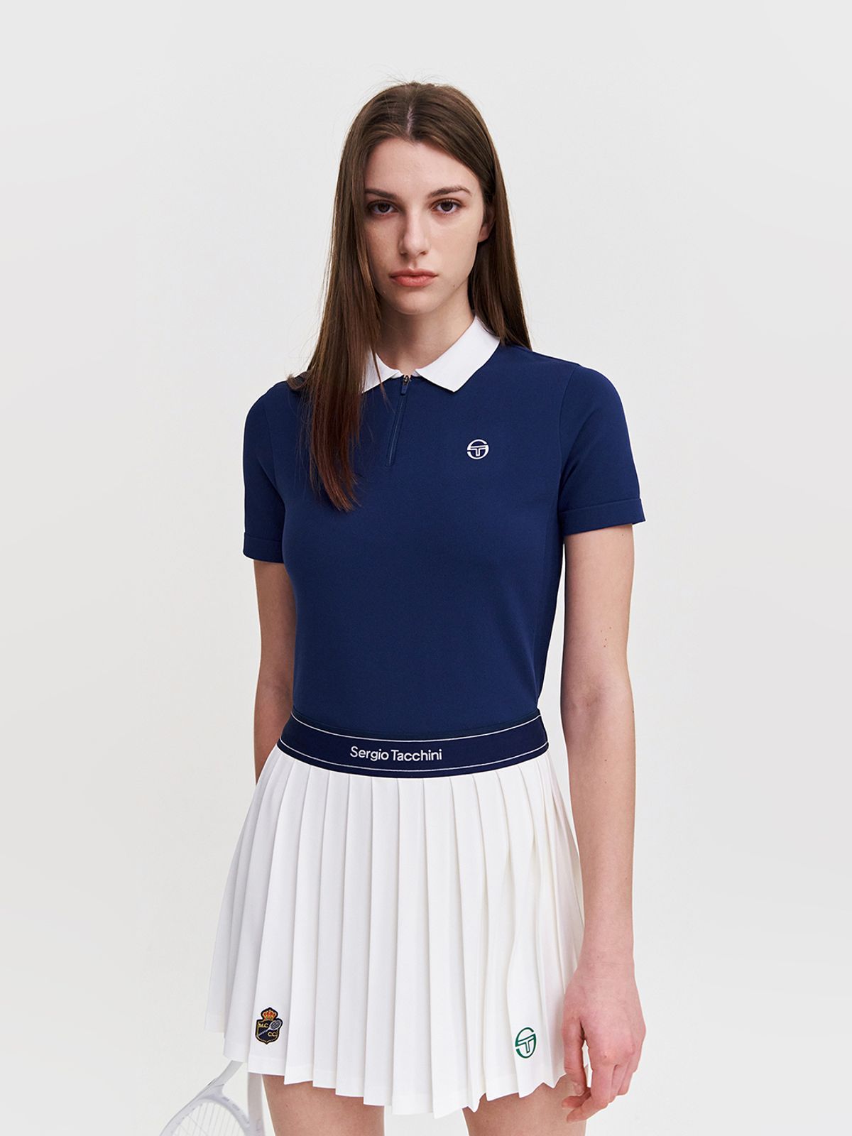 세르지오 타키니(SERGIO TACCHINI) W 에센셜 반팔 폴로 스웨터 (Navy)